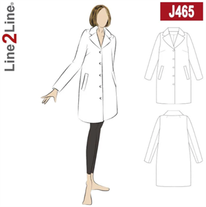 Line2Line snitmønster - J465 Løs frakke med stort reverskrave